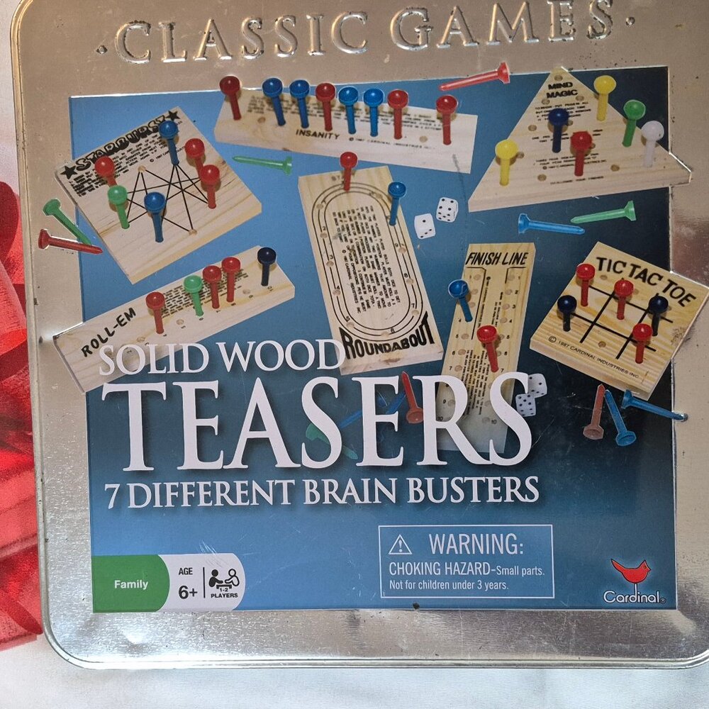 Solid Wood Teasers from Cardinal 7 fun Filled Playful Games Retro All Ages *